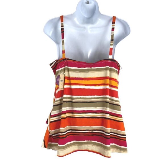 Swim By Cacique Tankini Top Multicolored Striped Tiered NWT Women's Size 18 - Picture 4 of 9